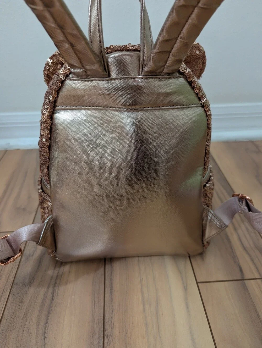Loungefly Disney Parks Mickey Mouse Ears Rose Gold Sequin Mini Backpack